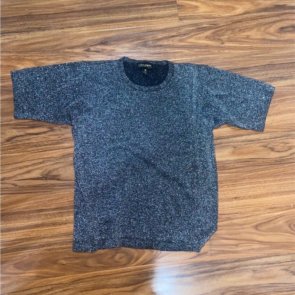 Silver glitter vintage blouse top